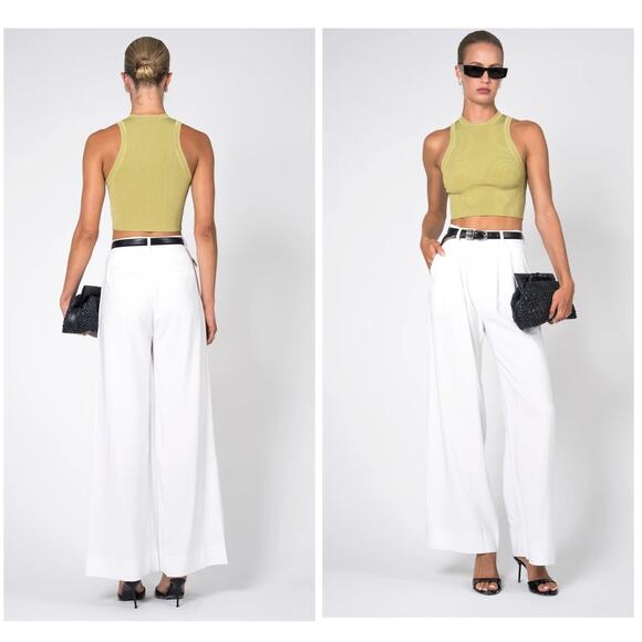 Nonchalant Label Fabi Pleated Front High Rise Wide Leg Pants White Size XL NEW - Picture 13 of 15